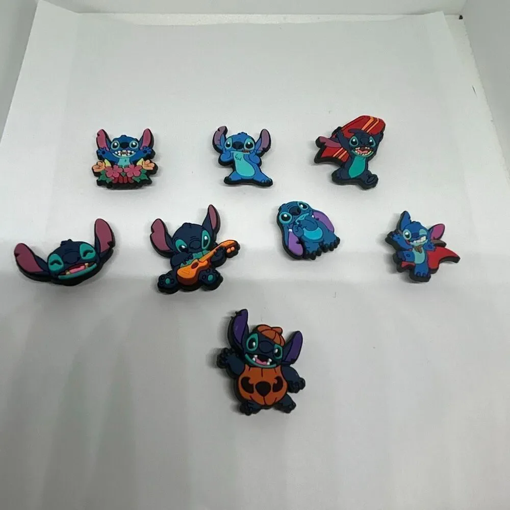 Lot of 8 Stitch Shoe Charms – Lilo & Stitch Characters for Clogs 💙🌺👟